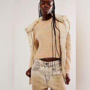 NWOT Free People Stardust Pullover Size XS Beige relaxed fit slouchy mock neck